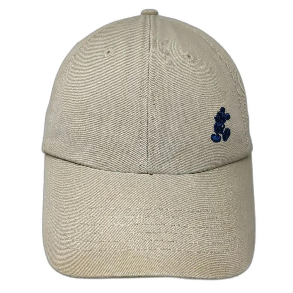 Disney Mickey Mouse Beige Baseball Cap One Size Cotton Slideback Embroidery Hat
